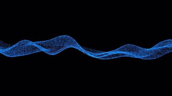抽象环蓝色粒子波运动图形