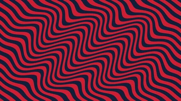 红色波浪图案的抽象线条动画无缝循环