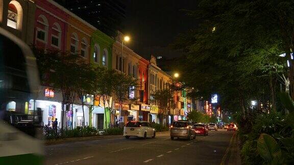 吉隆坡市中心夜间灯火通明交通十字路口全景4k马来西亚