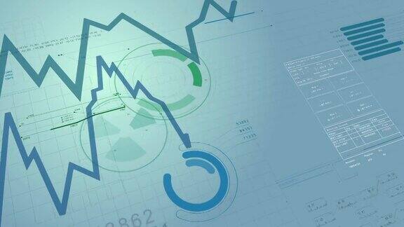 3d动画股票市场增长财务数字和图表增长