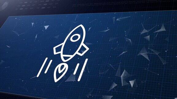 爆炸性的火箭飞行概念介绍多边形动画组成和爆炸的符号图标