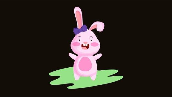 可爱的兔子复活节快乐动画卡