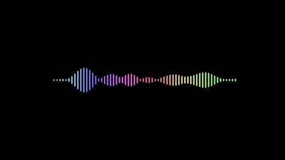 彩色音频波形均衡器在黑色背景音乐或声波镜头