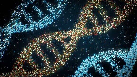 DNA螺旋由粒子组成的旋转