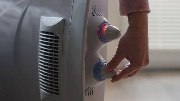 CU冬季打开采暖散热器调整散热器上的温度旋钮