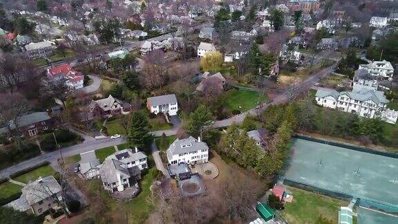 美国纽约州威彻斯特县新瑞切尔住宅区鸟瞰图