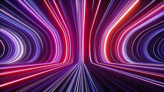 3d抽象未来霓虹背景紫外线发光线激光光速循环的动画