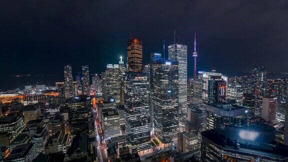 加拿大多伦多城市在夜晚的时间流逝
