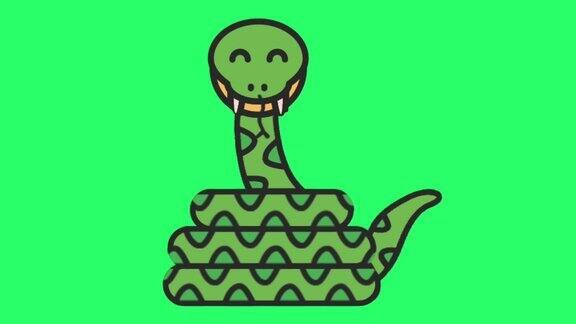 绿色背景上的绿色动画蛇