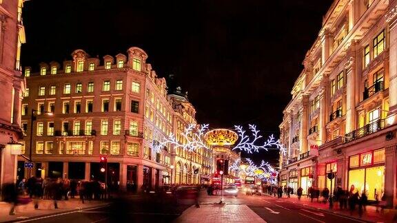 伦敦圣诞街道时光流逝