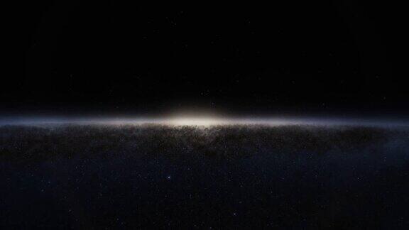 宇宙飞船以光速穿越太空中的星系银河系或仙女座星系中有数十亿颗恒星高度详细的4k电影空间动画
