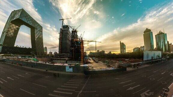 北京众多建筑工地之一间隔拍摄
