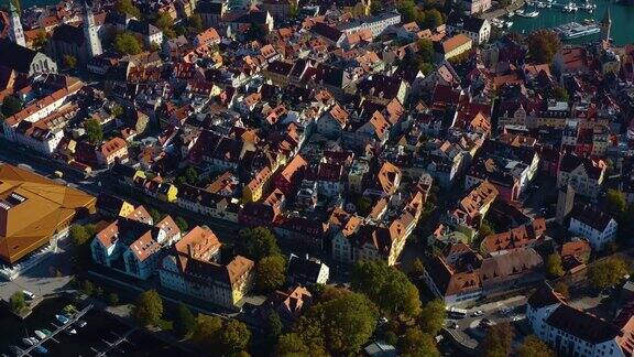 德国林道的城市和岛屿鸟瞰图
