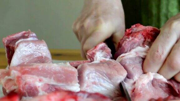 屠夫手切猪肉