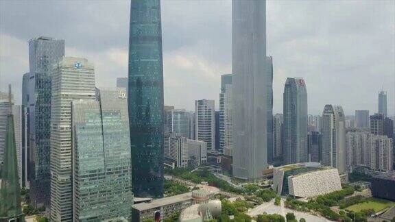 中国白天时间广州市区ifc歌剧院航拍全景4k