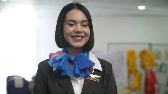微笑的空姐的肖像