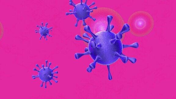 细胞被病毒感染过程的三维动画病毒攻击人动物细胞的特写过程