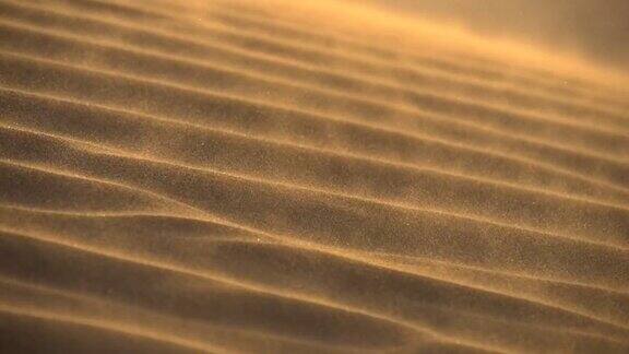 慢动作拍摄的沙漠沙丘在风中涟漪