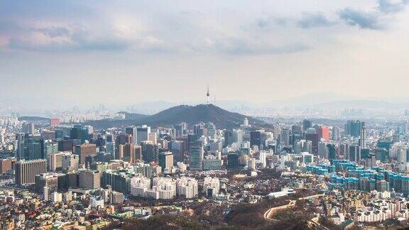 韩国首尔市景与汉城塔