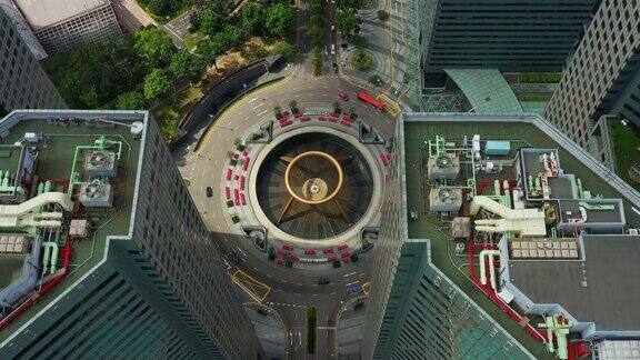 白天拍摄新加坡市区著名建筑交通广场航拍全景4k
