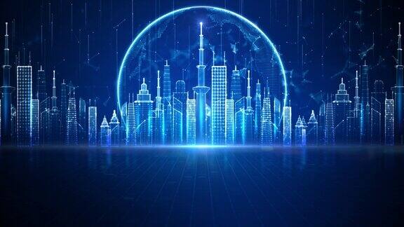 网络空间和元空间智慧城市技术数字网络连接社交网络连接蓝色抽象背景概念