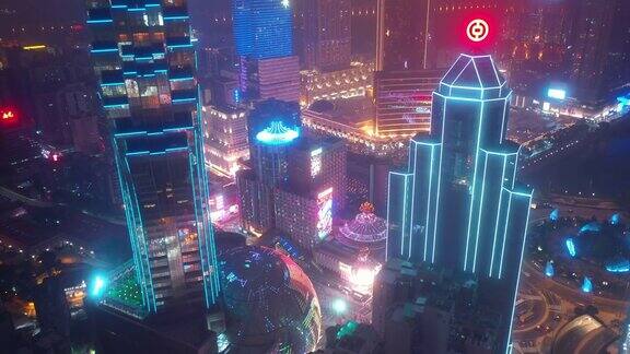 夜光澳门市区交通街道高空俯视图4k中国