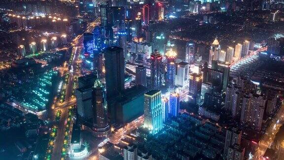 上海城市夜景航拍延时摄影