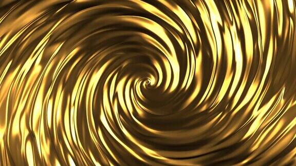 动画流动与动画反射金色液体在金色的表面荡漾着波浪和涟漪
