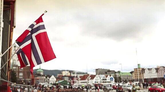 卑尔根卑尔根的挪威国旗