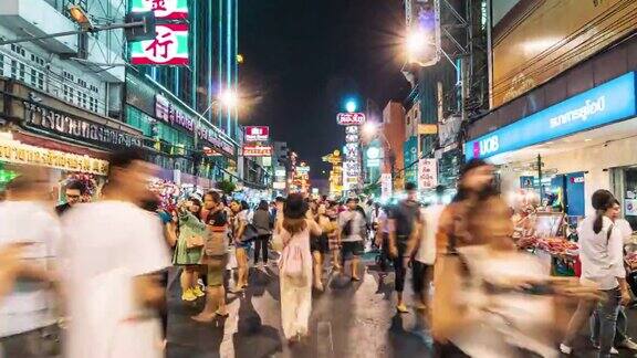 曼谷唐人街夜间的超延时泰国