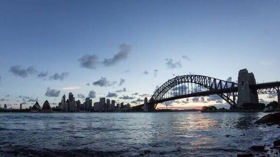 悉尼中央商务区和悉尼海港大桥日落时间间隔为4k