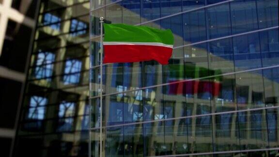 摩天楼上飘扬的鞑靼斯坦国旗