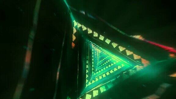 三角形形状的绿色隧道灯动画