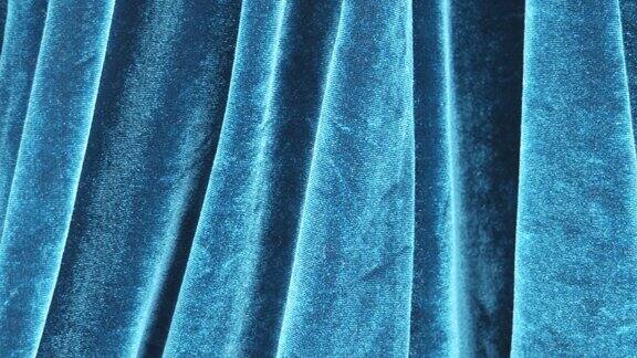 蓝色丝绒织物褶皱柔软