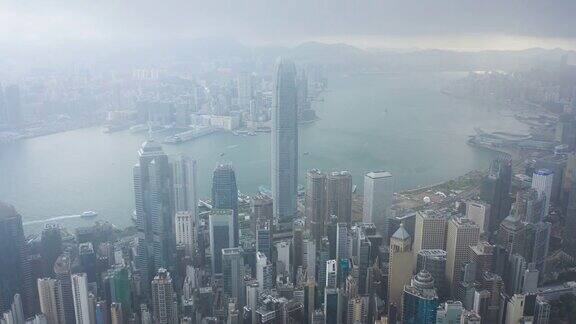 香港建筑外观的空中超延时