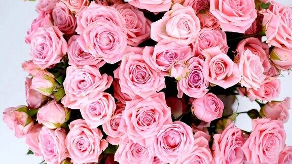 特写俯视鲜花花束旋转花卉组成由玫瑰odily神圣的美