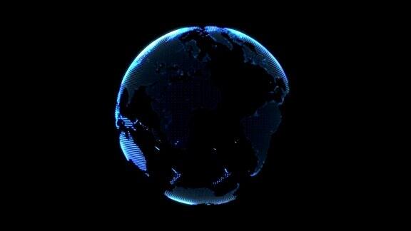 旋转地球行星地球全息图3d计算机生成运动背景