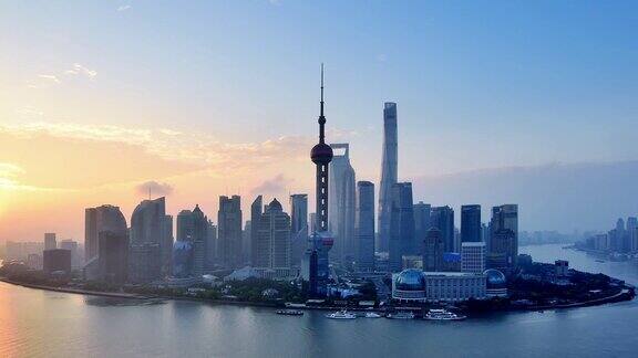 4K:上海在日出时间流逝中国