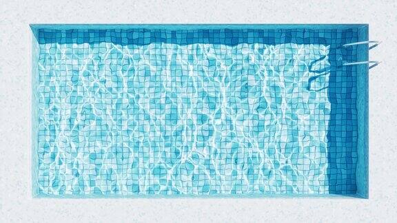 游泳池的循环动画里面有蓝色的水3d渲染