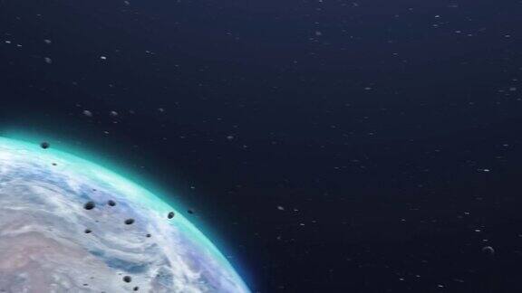 巨大的小行星和流星飞向地球