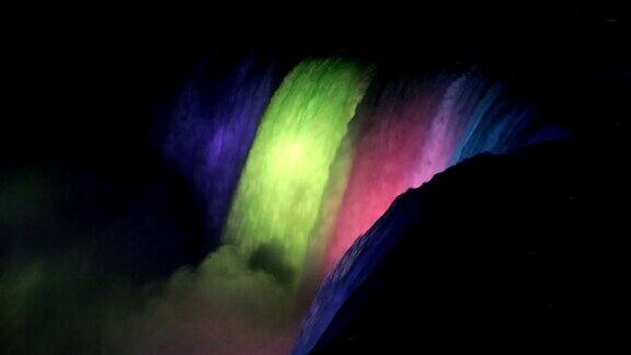 尼亚加拉大瀑布照亮了夜晚高清视频