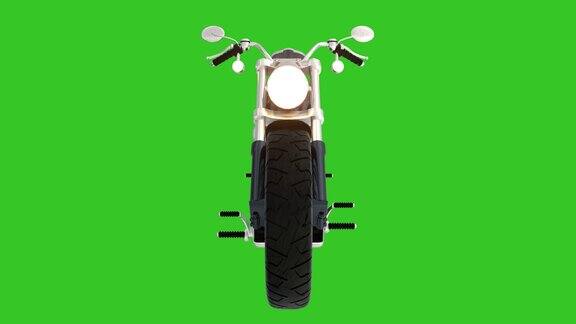 经典的自行车4K动画在绿色屏幕动画摩托车上的色度键背景