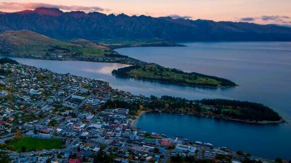 新西兰皇后镇市中心鸟瞰图