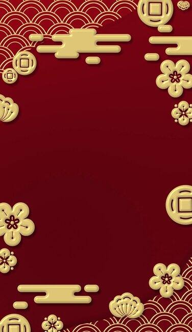 中国新年背景环中国图标和符号垂直