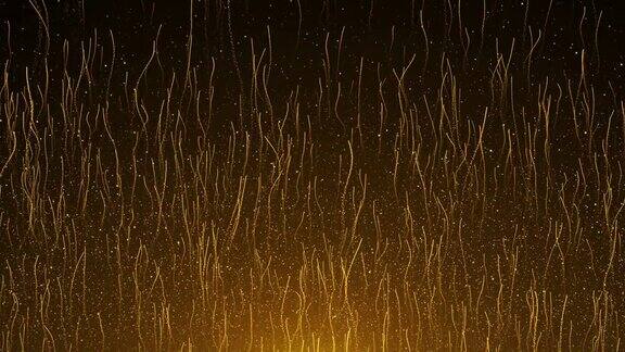 4K3D抽象星雨金色尘埃闪闪发光的豪华粒子提高运动背景