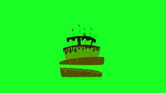 生日蛋糕动画蛋糕的动画绿屏背景生日蛋糕快乐生日蛋糕的4k视频生日快乐有蜡烛的生日蛋糕