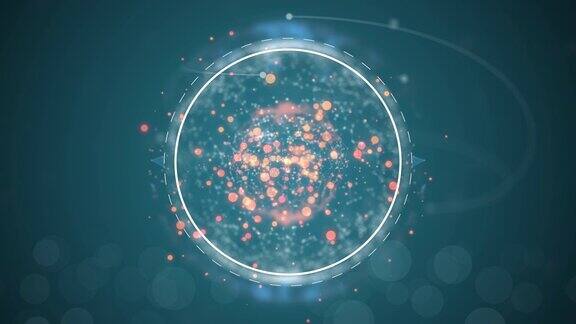 深蓝色背景下的小气泡轻原子的分子结构