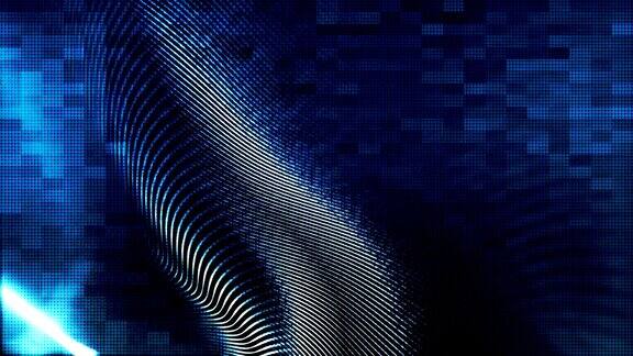 抽象蓝色数字粒子波和马赛克风格的运动背景