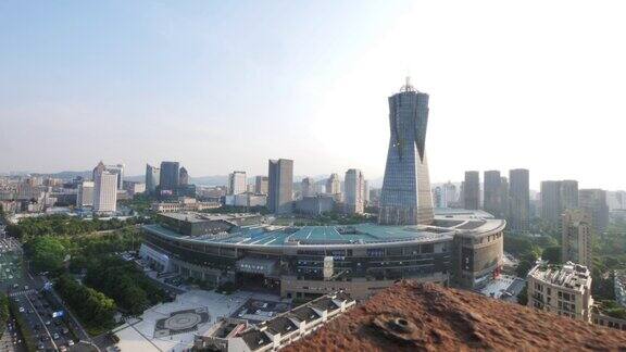 杭州市中心现代地标建筑鸟瞰图