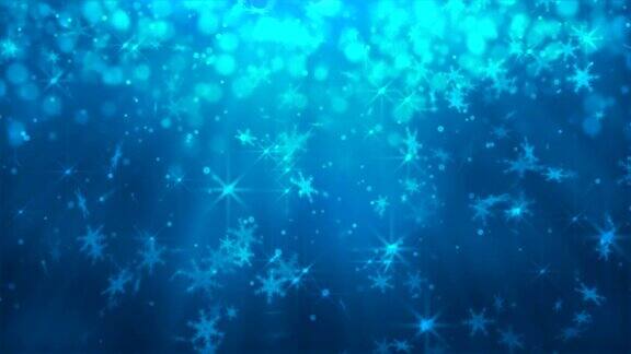 圣诞雪花落在深蓝色的背景